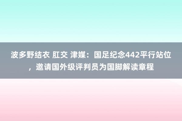 波多野结衣 肛交 津媒：国足纪念442平行站位，邀请国外级评判员为国脚解读章程